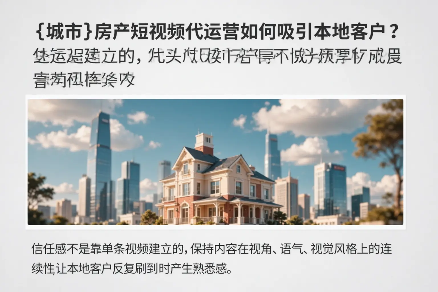 开阳房产短视频代运营如何吸引本地客户？
